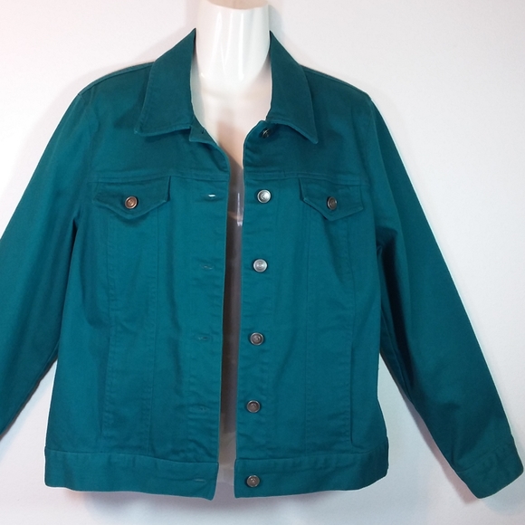 teal jean jacket